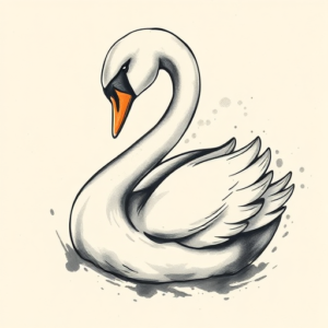 Painterly Swan Tattoo