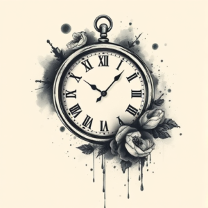 Painterly Time Tattoo