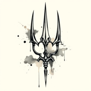 Painterly Trident Tattoo