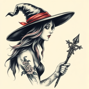 Painterly Witch Tattoo