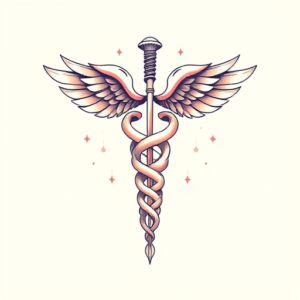 Pastel Caduceus Tattoo