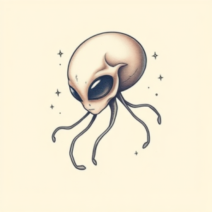 Pastel Color Alien Tattoo