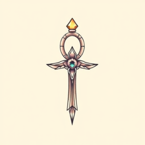 Pastel Color Ankh Tattoo