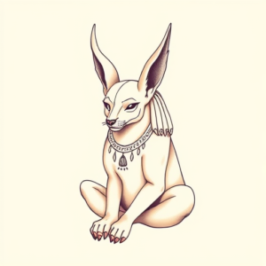 Pastel Color Anubis Tattoo