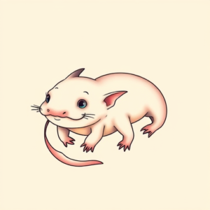 Pastel Color Axolotl Tattoo