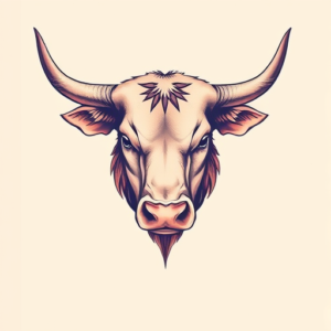 Pastel Color Bull Tattoo