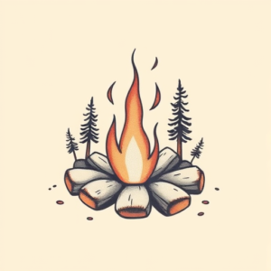 Pastel Color Campfire Tattoo