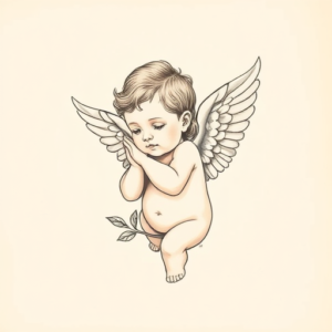 Pastel Color Cherub Tattoo