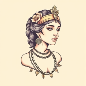 Pastel Color Cleopatra Tattoo