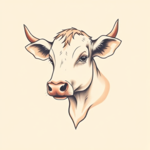 Pastel Color Cow Tattoo