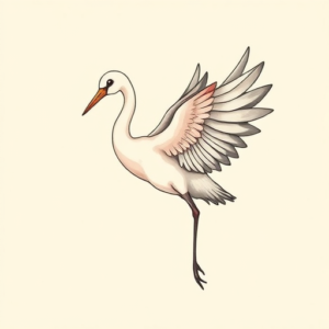 Pastel Color Crane Tattoo