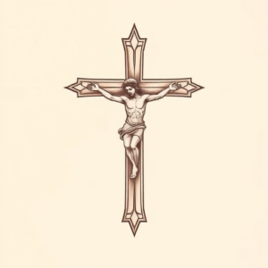 Pastel Color Crucifix Tattoo