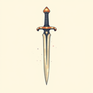 Pastel Color Dagger Tattoo