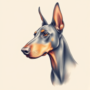 Pastel Color Doberman Tattoo