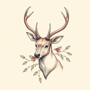 Pastel Color Elk Tattoo