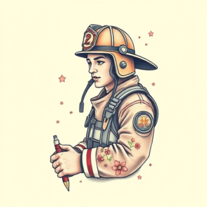 Pastel Color Firefighter Tattoo