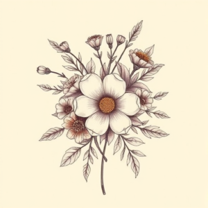 Pastel Color Floral Tattoo