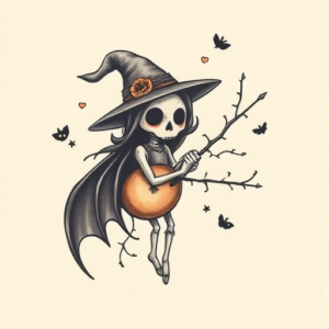 Pastel Color Halloween Tattoo