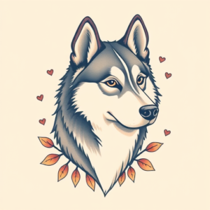 Pastel Color Husky Tattoo