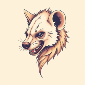 Pastel Color Hyena Tattoo