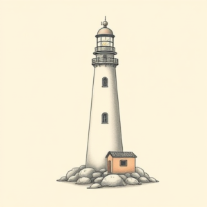 Pastel Color Lighthouse Tattoo