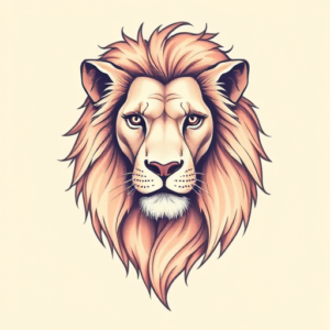 Pastel Color Lion Tattoo