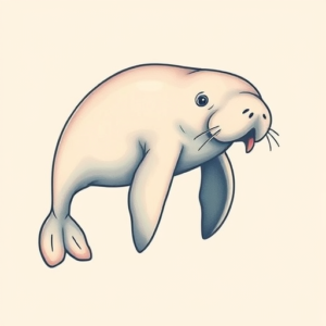 Pastel Color Manatee Tattoo