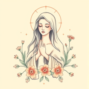 Pastel Color Mary Tattoo