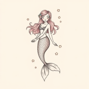 Pastel Color Mermaid Tattoo