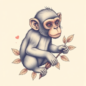 Pastel Color Monkey Tattoo