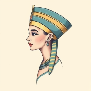 Pastel Color Nefertiti Tattoo