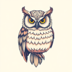 Pastel Color Owl Tattoo