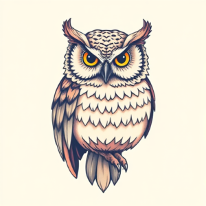 Pastel Color Owl Tattoo