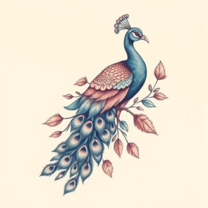 Pastel Color Peacock Tattoo
