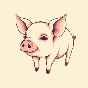 Pastel Color Pig Tattoo