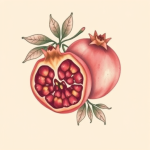 Pastel Color Pomegranate Tattoo