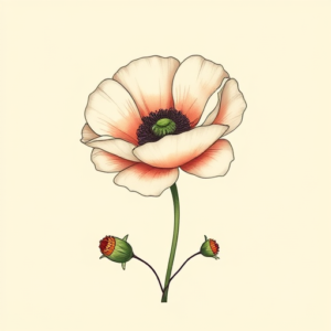 Pastel Color Poppy Tattoo