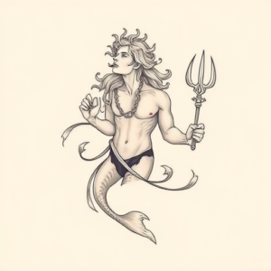 Pastel Color Poseidon Tattoo