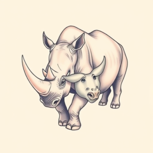 Pastel Color Rhino Tattoo