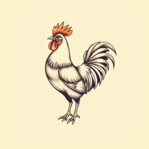 Pastel Color Rooster Tattoo