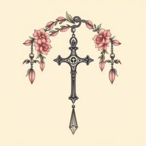 Pastel Color Rosary Tattoo