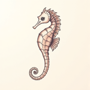 Pastel Color Seahorse Tattoo