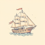 Pastel Color Ship Tattoo
