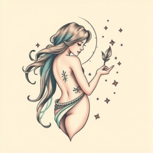 Pastel Color Siren Tattoo