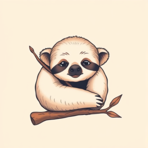 Pastel Color Sloth Tattoo