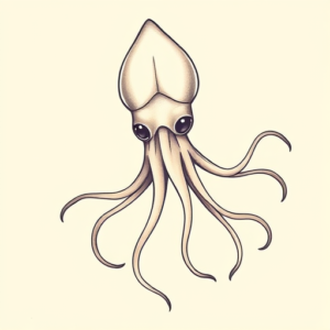 Pastel Color Squid Tattoo