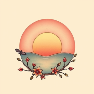 Pastel Color Sunset Tattoo