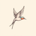Pastel Color Swallow Tattoo