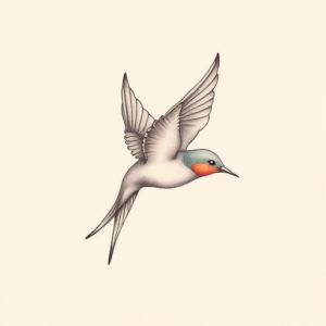 Pastel Color Swallow Tattoo