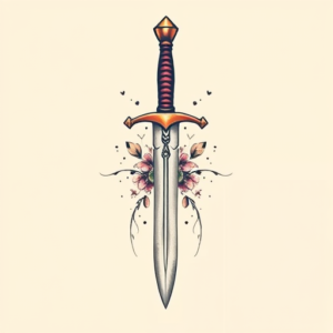 Pastel Color Sword Tattoo